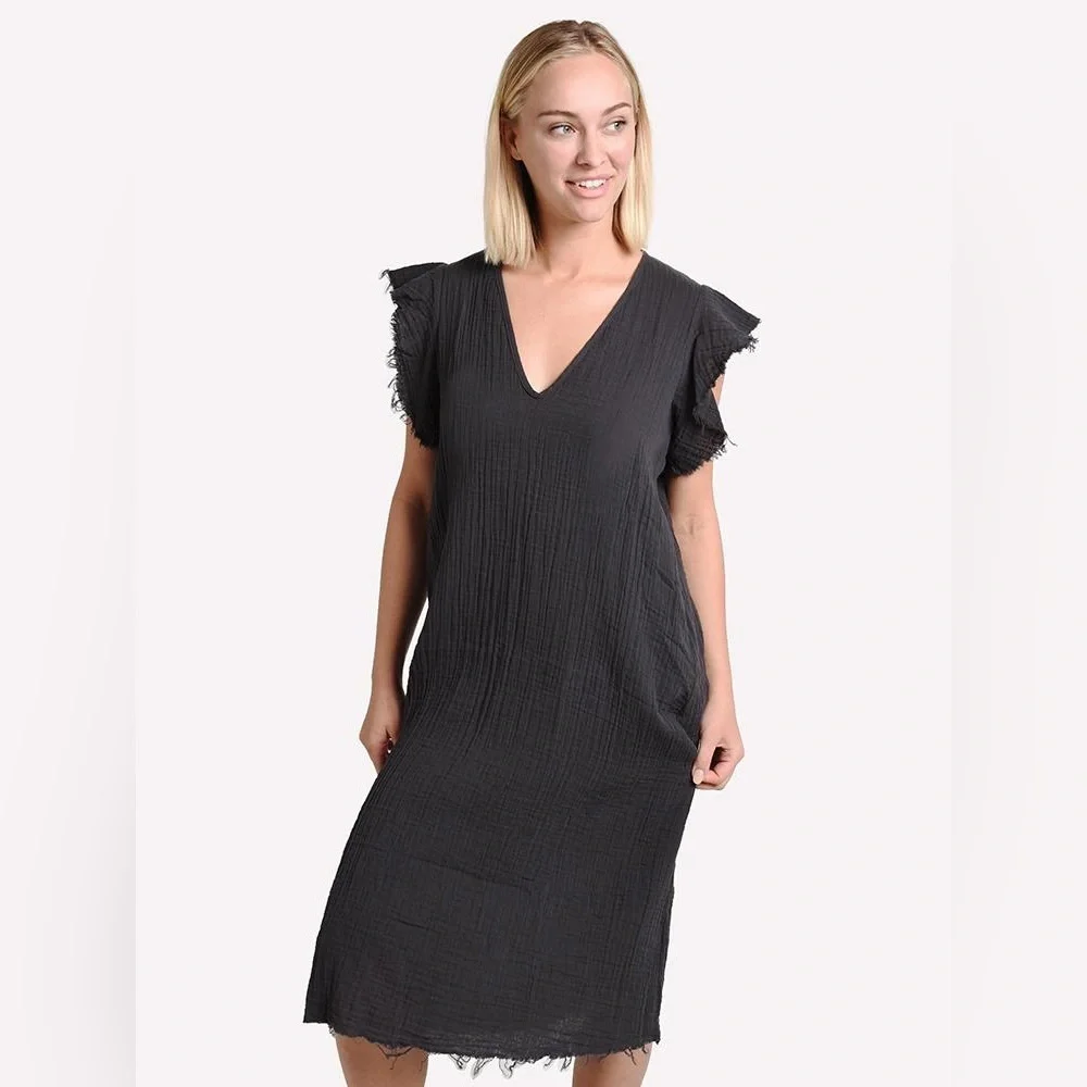 STARK X RUFFLE SLEEVE MIDI DRESS size Large